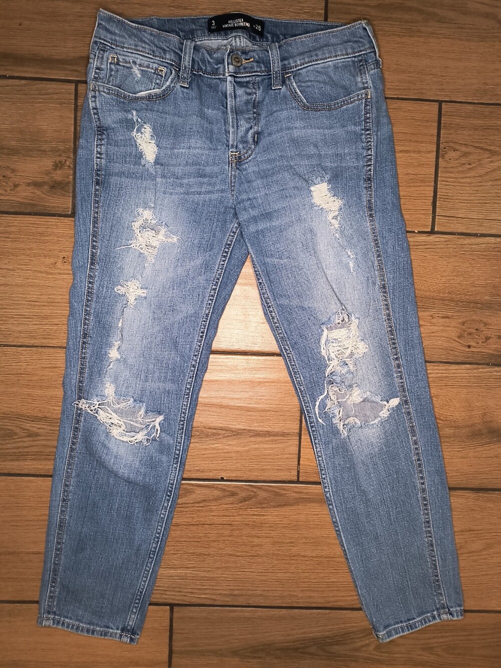 Hollister Vintage Boyfriend Distressed Jeans, Size 3 (w26)
